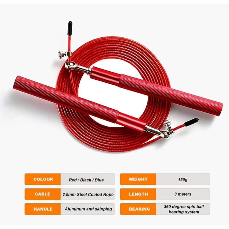 Adjustable Steel Skipping Rope Lightweight Portable Racing Skipping Rope Aerobics Fast Adult Fitness Weight Loss