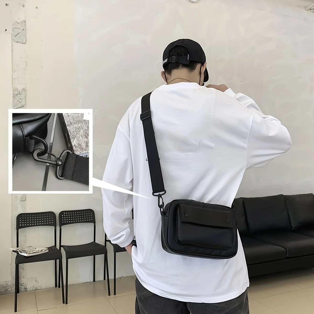 Borsa stile lavoro Borsa a tracolla piccola Coppia Borsa a tracolla casual in materiale PU Nuova borsa a tracolla di marca alla moda Confezione da un - immagine 2