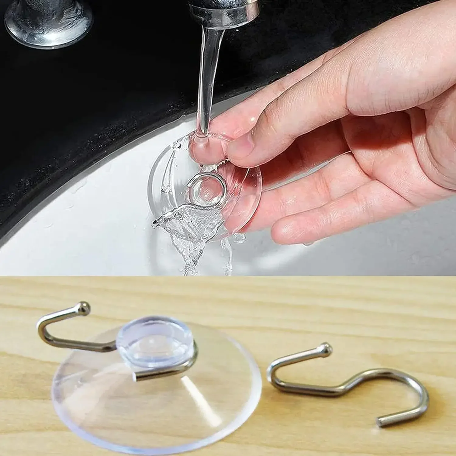 5/10Pcs Suction Cup Hooks 20/30/40/50/57mm Transparent Suction Cups With Metal Hooks Home Kitchen Bathroom Window Wall Hooks