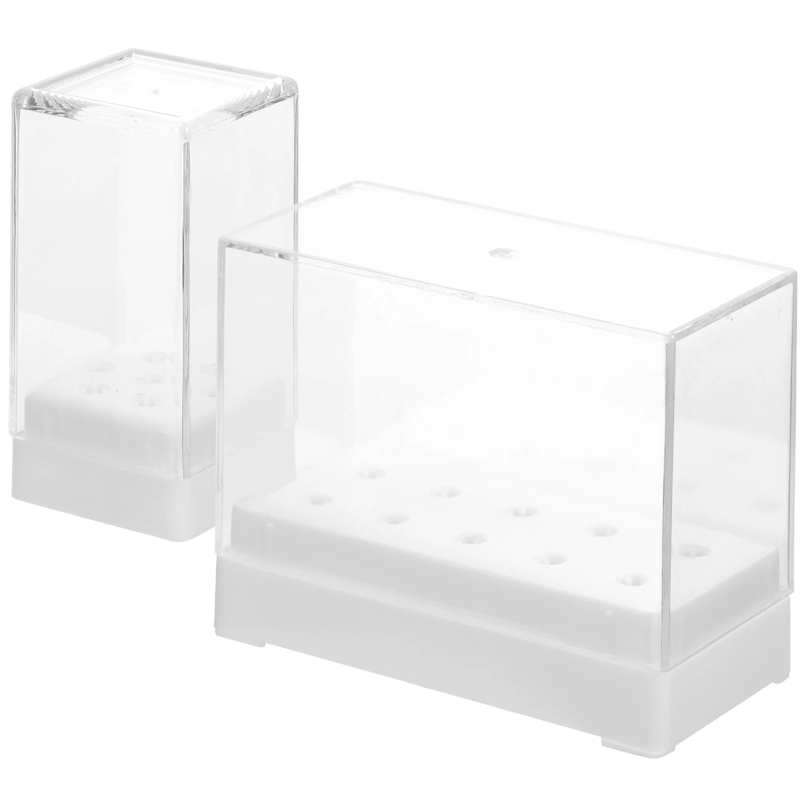 

2 Pcs Grinding Storage Box Nail Drill Bits Box For Storage Bits Container for Display Stand Nails Plastic Case