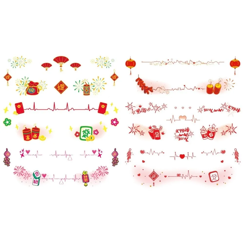Chinese New Year Makeup Stickers Lunar New Year Blush Stickers  Red envelope Lantern Temporary Tattoo Sticker