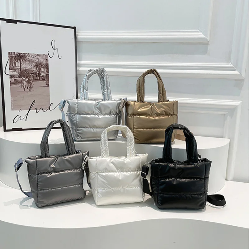 Woman Puffy Lightweight Small Purse and Handbag Quilted Shoulder Bag Adjustable Strap Crossbody Square Bag