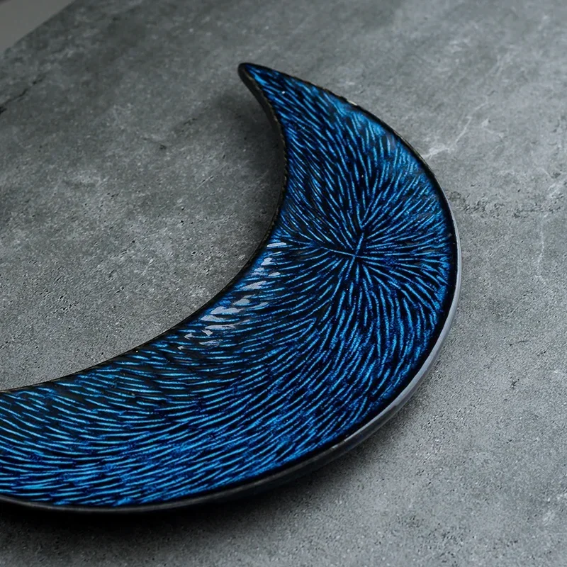 Retro Japanese-style creative ceramic moon plate special-shaped personalized sushi dishes set