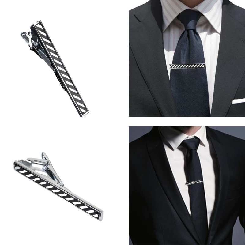 

Зажим для галстука из сплава, мужская свадебная застежка для галстука, мужские полосатые латунные зажимы для галстука F0T5