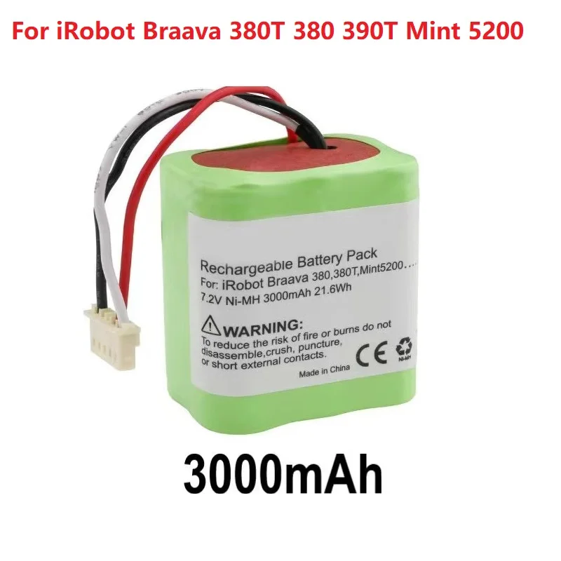 

Аккумулятор 3000 мАч для пылесоса iRobot Braava 380T 380 390T Mint 5200 5200B 5200C, Модернизированная батарея 3000 мАч Ni-MH, детали