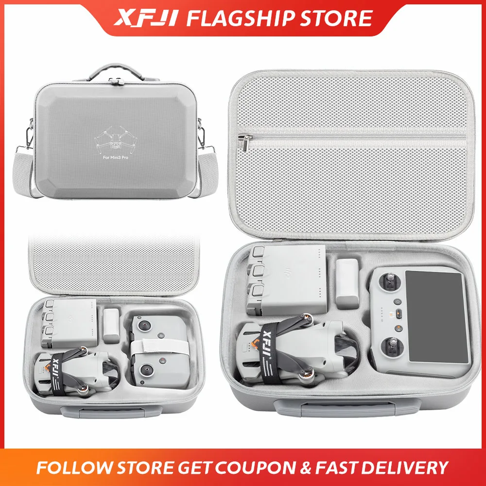 Carrying Case for DJI Mini 3/Mini 3 Pro Storage Bag Suitcase Mini 3 Drone Accessories Handbags PU Splash-proof Shoulder Bag XFJI