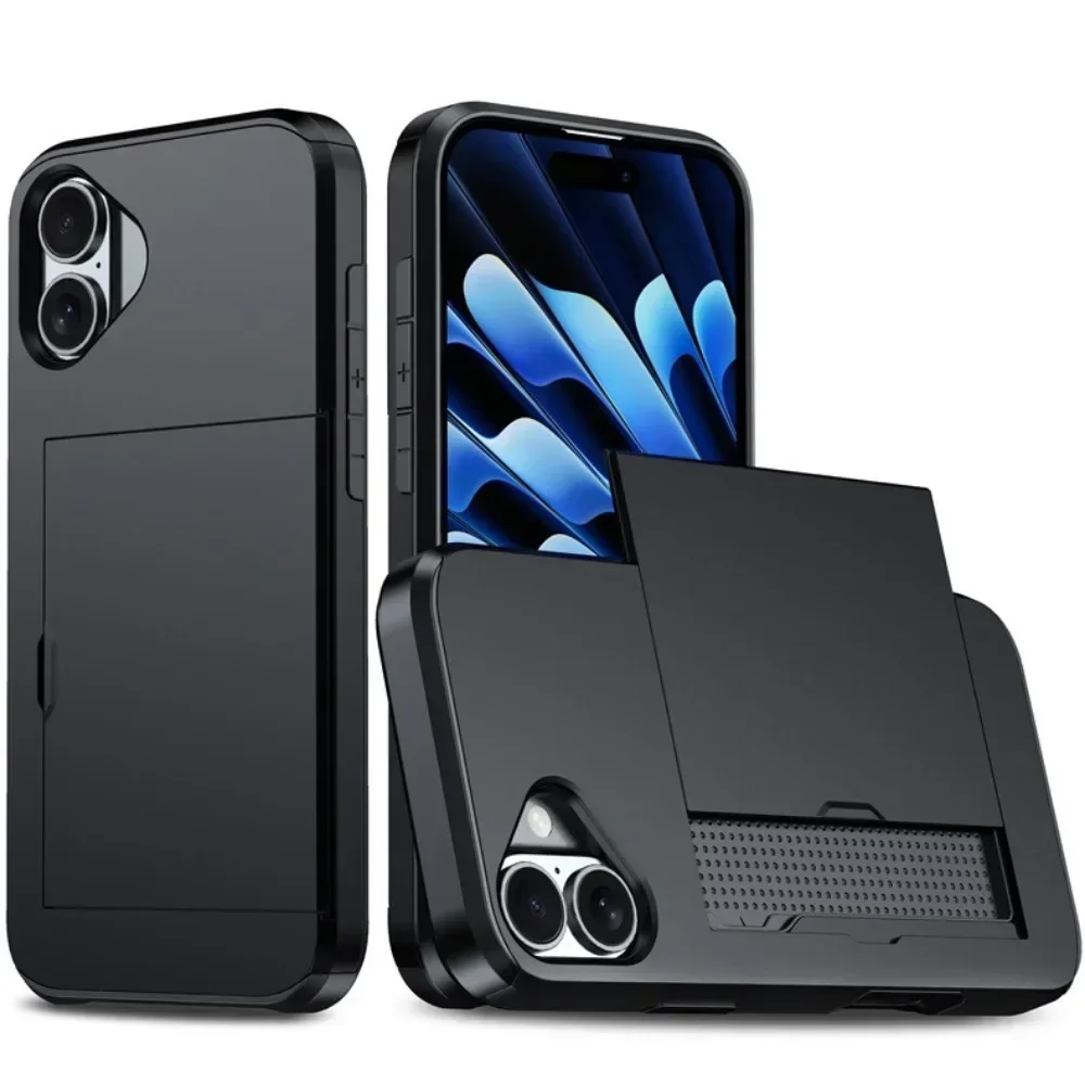 Sleek Wallet Phone Case with Credit Card Holder and Sliding Pocket - Protective Cover