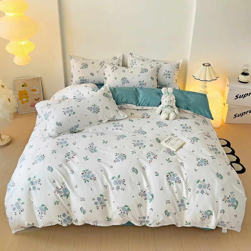 

3pcs New Duvet Cover Set with Pillowcases No Filling Floral Printed Warm Cute Comforter Soft Full Queen Size Home Bedding Kit
