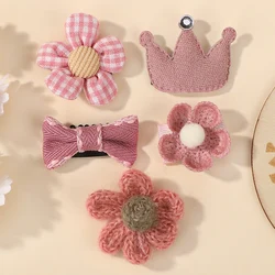 Colorful Cartoon Hairclip Set - 5Pcs Embroidered Strawberry Bow Hair Accessories (WG0153 - 2)