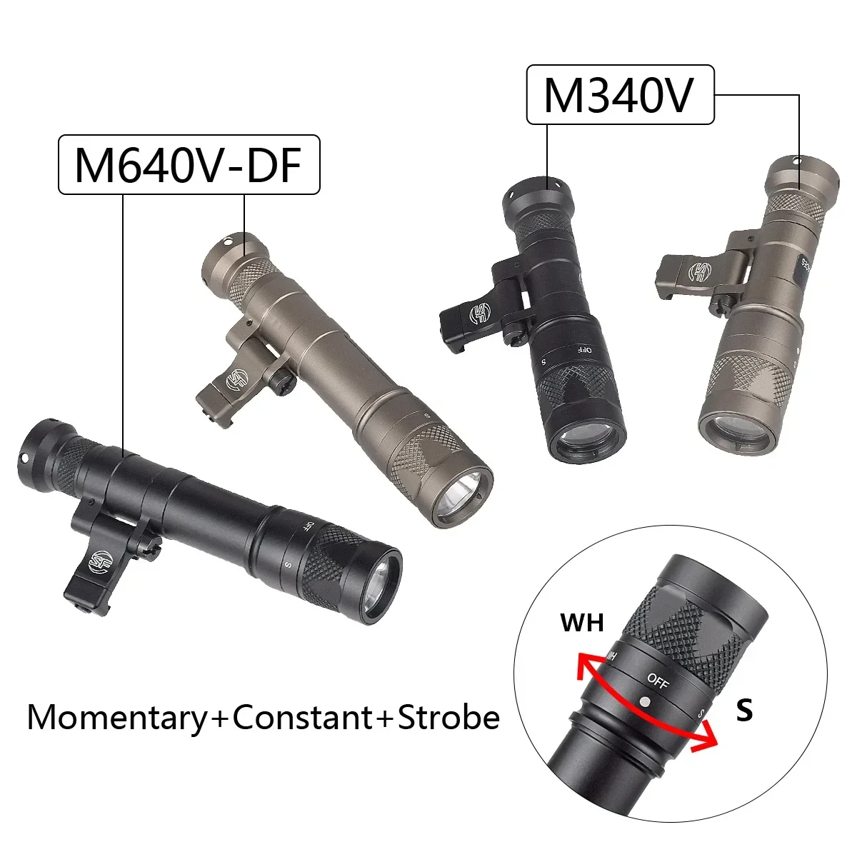 Taktische Surefire M300 M600 M640DF M640V M340V M340C LED-Taschenlampe M640 M340 Airsoft Gewehrleuchte AR15 Licht 20mm Picatinny-Schiene – Detail 4