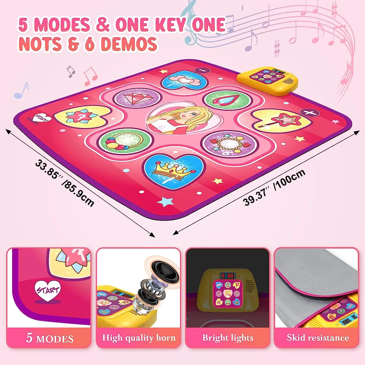 Dance Mat Toys for 3-10 Year Old Girls 5 Game Modes Including 3 Challenge Levels Adjustable Volume Dance Pad with LED Lights
