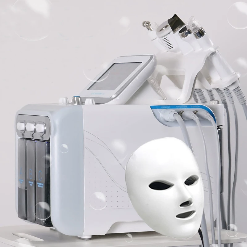 7 in 1 H2O2 Hydro facial Skin Peeling Microdermabrasion Water Oxygen Skin Lift LED Mask Machine