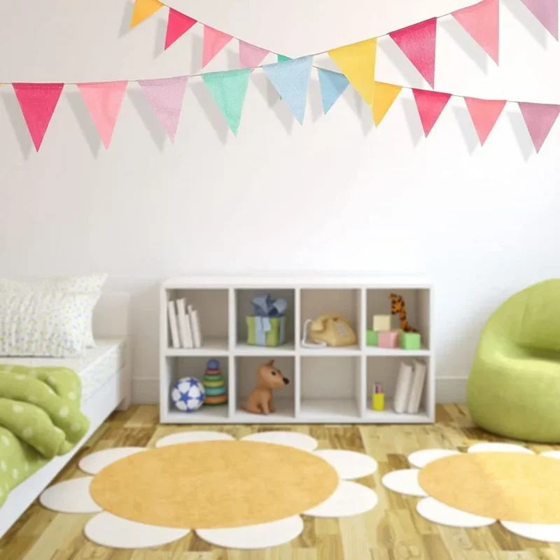 Cotton Fabric Bunting Flags - 93 Inch Garland For Nursery & Baby Room Decoration