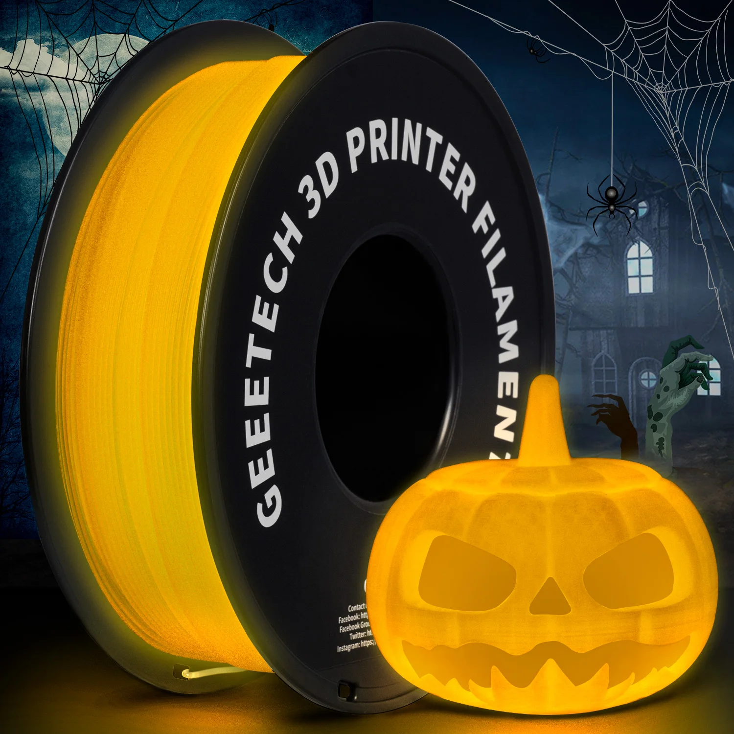 Glow-in-the-Dark PLA Filament 1kg - Luminous 3D Printing Material with 8 Color Options