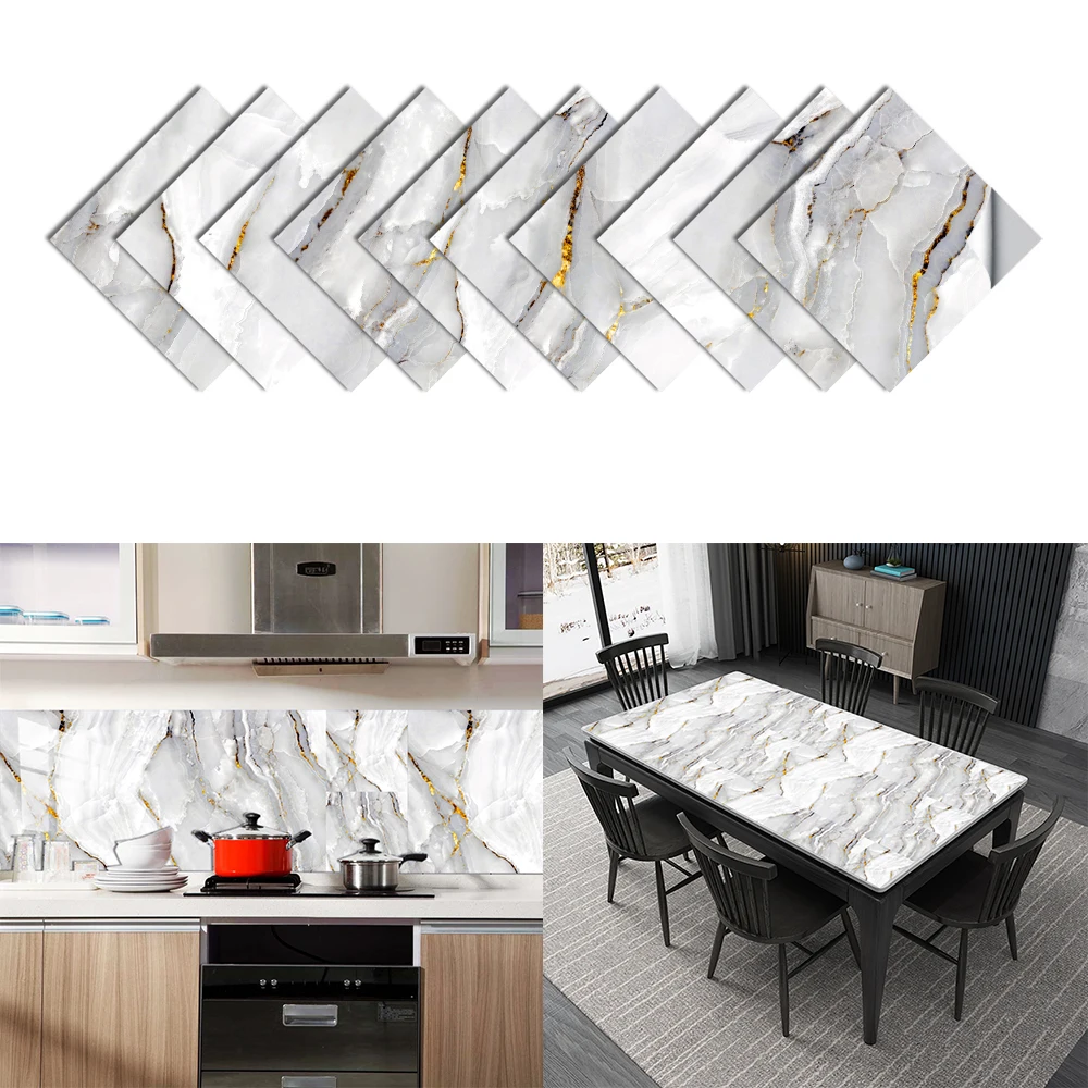 29 Styles Marble Texture Tiles Sticker Kitchen Wardrobe Bathroom Home Decor Peel & Stick Crystal Hard Film Thicken Wall Decals