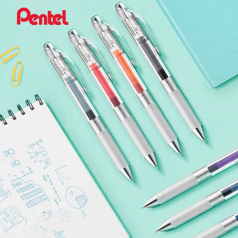 Pentel EnerGel Retractable Aesthetic Gel Pens - Transparent Barrel with Vibrant Water-Based Ink