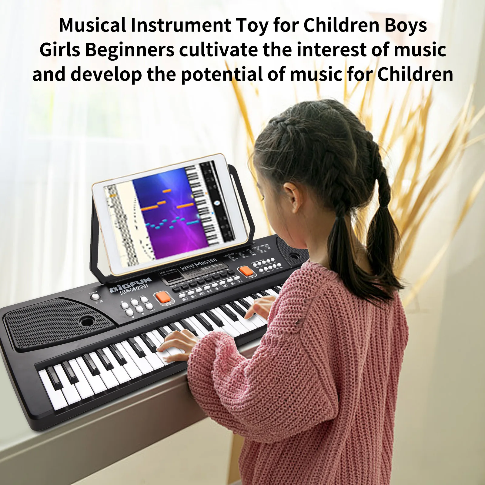 BIGFUN-Piano électrique aste pour enfants avec microphone, orgue  électronique, clavier de musique numérique noir, 61 prédire - AliExpress
