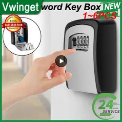 1~6PCS Wall Mount Key Storage Secret Box Organizer 4 Digit Combination Password Security Code Lock No Key Home Key Safe Box