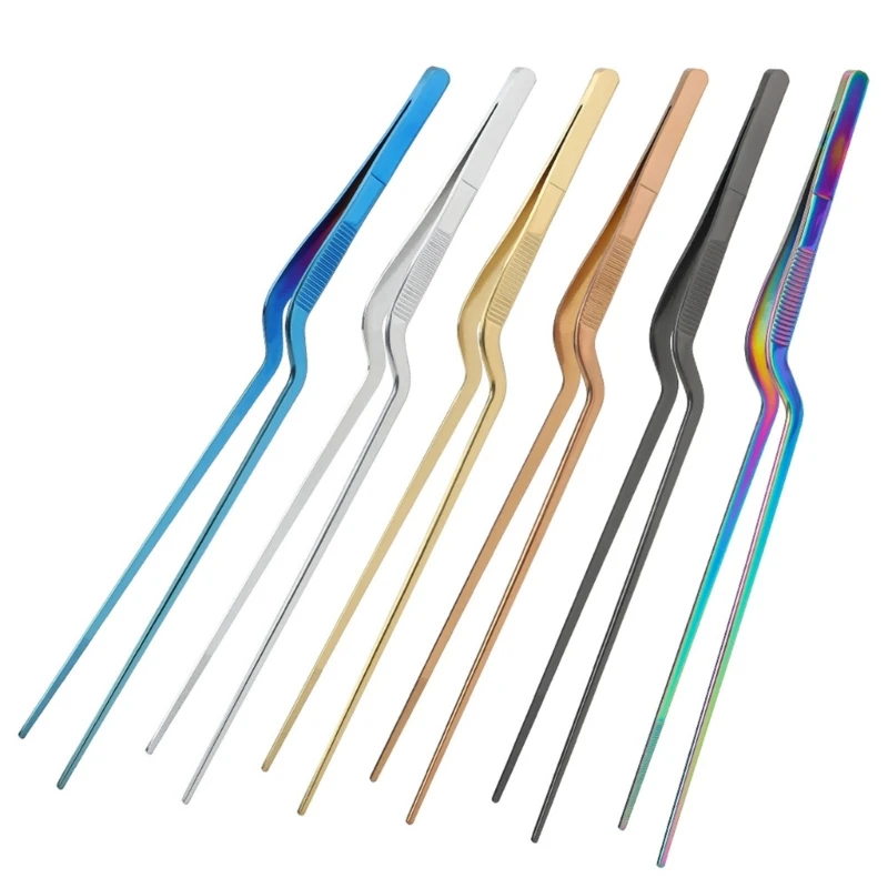 Stainless Steel Tongs Stainless Steel Food Tongs 30cm Stainless Steel Tweezer Chef Food Tweezer BBQ Clip Barbecue Tongs Serving Presentation Kitchen Tool Cooking