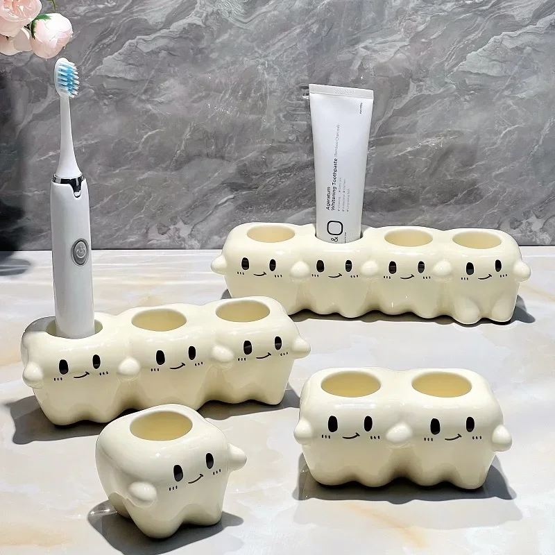 Ceramic Toothbrush Holder 1/2/3/4 Holes Creative Electric for Bathroom Storage Bathroom Accessories