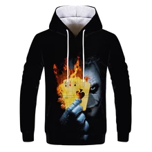 

2022 Joker men's hoodies funny 3D print joker smoking cool cartoon men's hooded sweatshirt hip hop Streetwear oversized hoodies