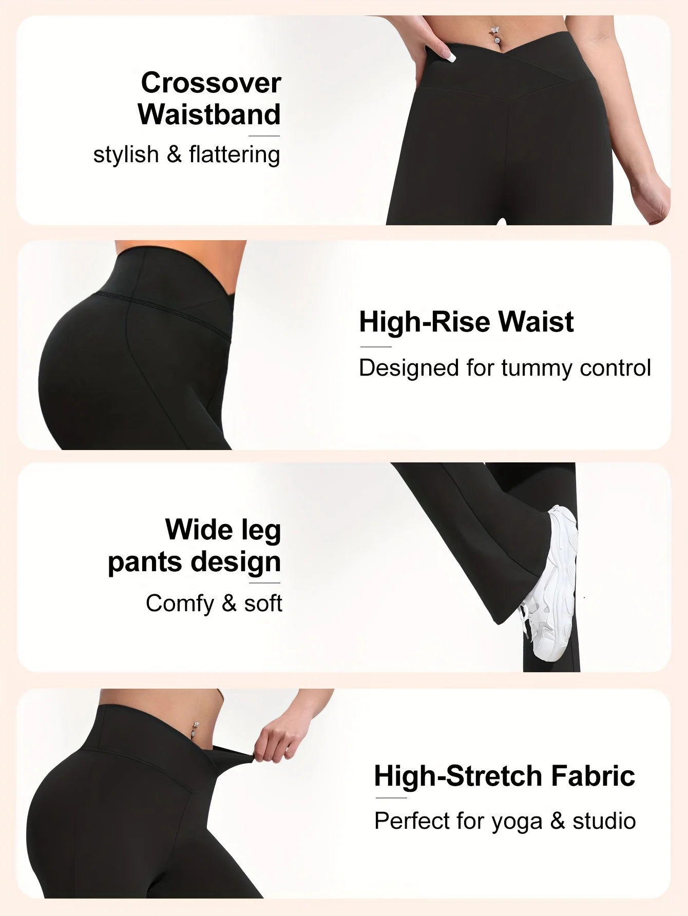 1 solid color high waisted bell bottom pants, sports yoga pants, spring and summer running and fitness bell bottom pants 6