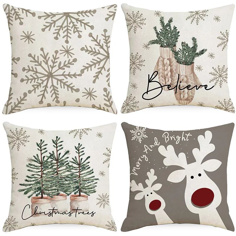 

Christmas Snow Pillow Cover Deer Home Cushion Cover Sofa Pillow Decorative Pillows