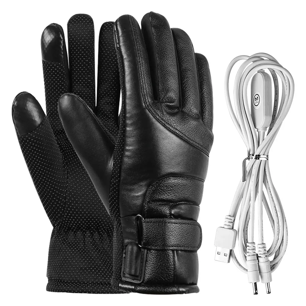 USB Heated Gloves Motorcycle Winter Moto Heated Gloves Warm Waterproof Rechargeable Heating Thermal Gloves For Snowmobile