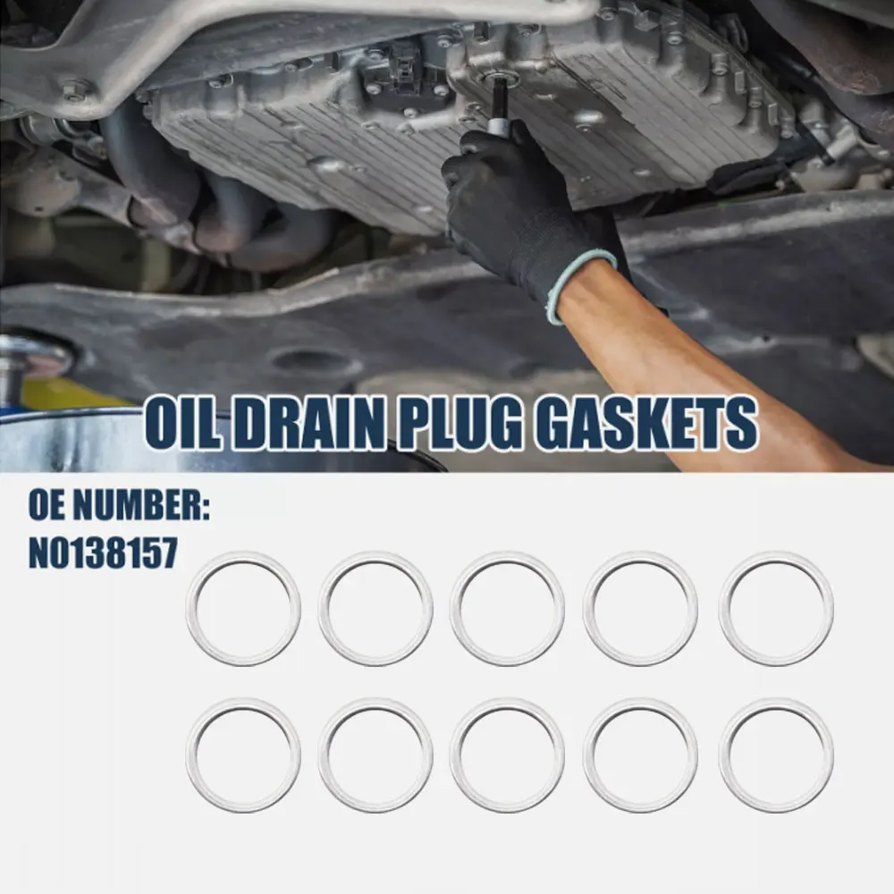 N0138157 Car Engine Thread Oil Drain Sump Plug Gaskets Washer Hole Seal Ring Car Accessories for Audi VW Seat Skoda 10pcs/1Set oil drain plug gasket oil drain plug seal washer