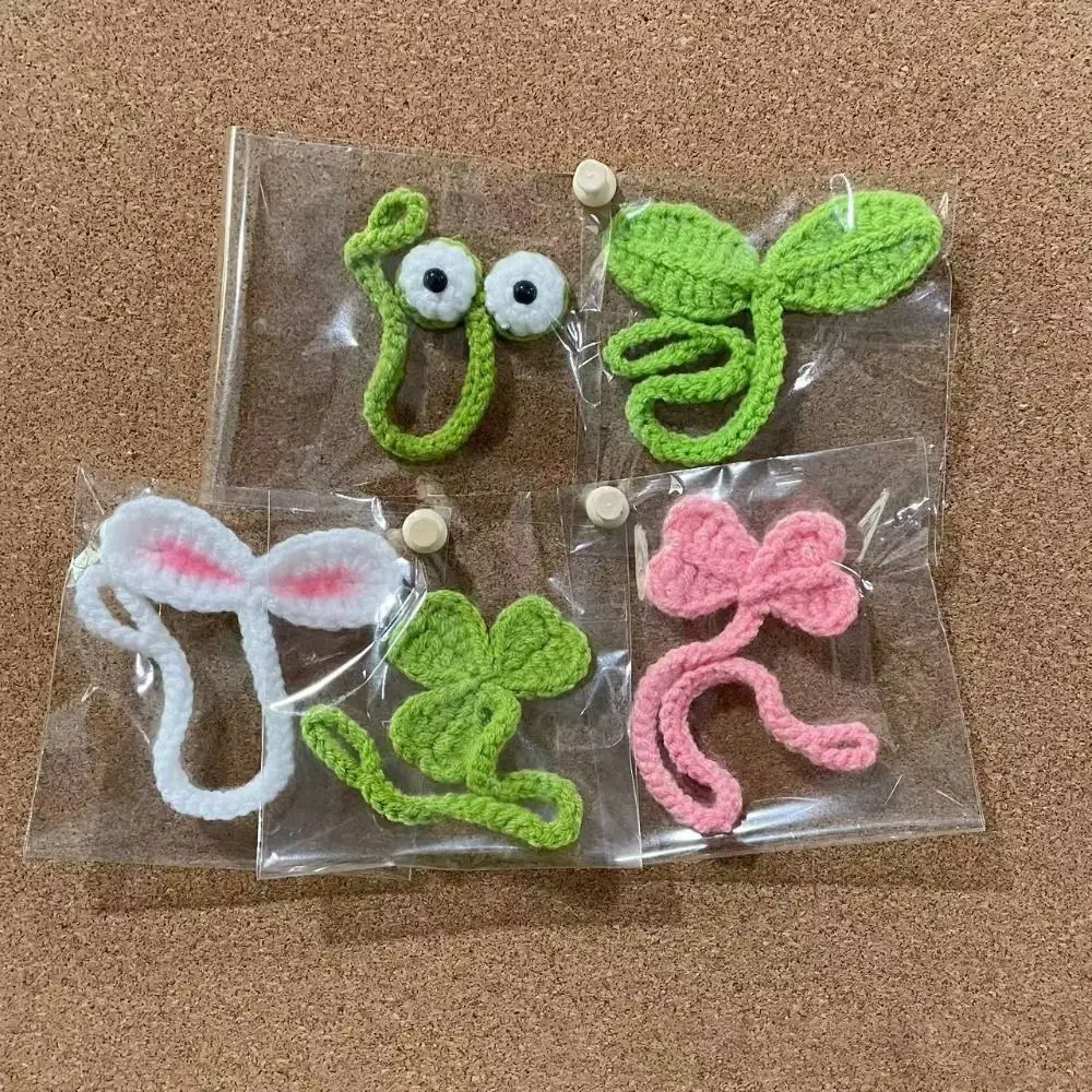 Multifunctional Hand-Knitted Crochet Leaf Sprout Versatile Crochet Leaf Bud Headphone Decor Cute Decor Cable Tie crochet headphone decor