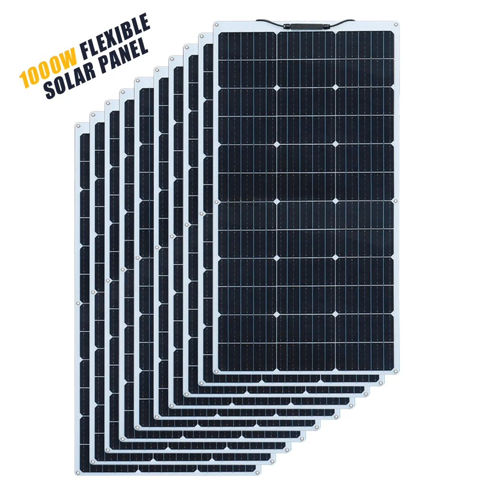 500W 400w 300W 200w 12v portable Solar Panel Flexible 18V 100W 1000W plate CELLS Monocrystalline silicon Panel Solar kit