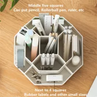 White/Pink Pen Stand 360°Rotatable Pen Holder Large Capacity Desk Pencil Storage Box 9-Grid Stationery Organizer School Office 3