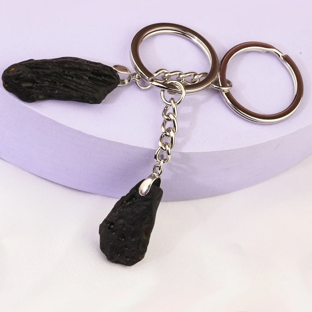 Black Irregular Stone Keychain For Women  Key Rings On Bag Car Jewelry Party Friends Gift
