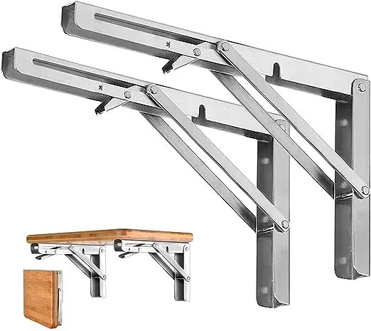 Shelf Bracket 2PCS 8/10/12Inch Adjustable Wall Mounted Triangle Folding Angle For Bench Table Shelf
