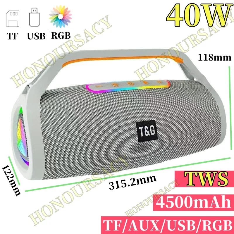 

40W Bluetooth Speaker Portable 3D Surround Sound Outdoor Waterproof Play Voice Broadcast Subwoofer Wireless Speakers Audience TF