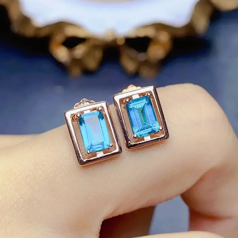 

Женские серьги с топазом из серебра 925 пробы, 4 Х6 мм