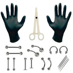 20 - Piece Body Piercing Jewelry and Tool Set (20PCS each Set)