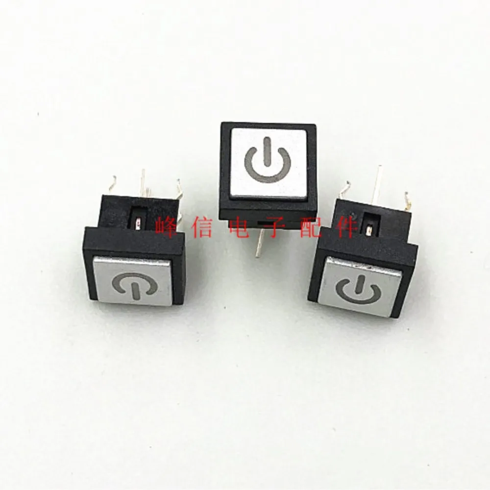 2Pcs Taiwan With Red Light Key Switch Tact Switch Small Button With Power Symbol Hat 6 Foot 10*10