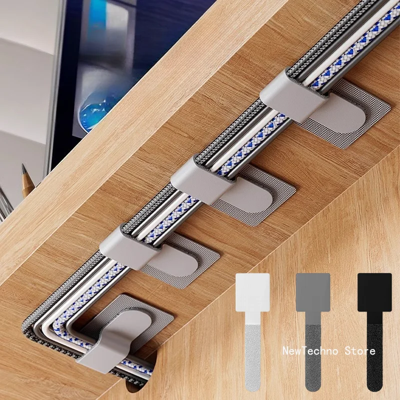 10 ชิ้น/แพ็คReusable Cable Organizer Selfกาวเชือกผู้ถือโต๊ะลวดWinderสายTie Organizerสายไฟป้องกันStrapss 1