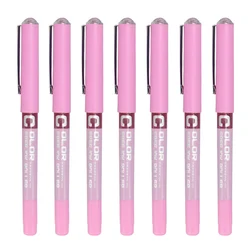 High Capacity Liquid Gel Pens - 7 Piece Set with 0.5mm Fine Tips for Smooth Writing and Note Taking (Pink)