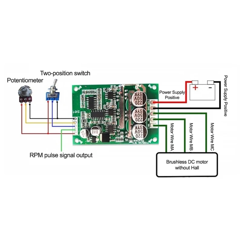 

DC12-36V 15A Brushless no Motor Driver Board 500W Motor Foward Reverse Speed Controller Switching Module