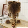 Plush Hat for Adult Children Teens Outdoor Commute Windproof Raccoon Tail Hat Russian Winter Keep Warm Hat 4