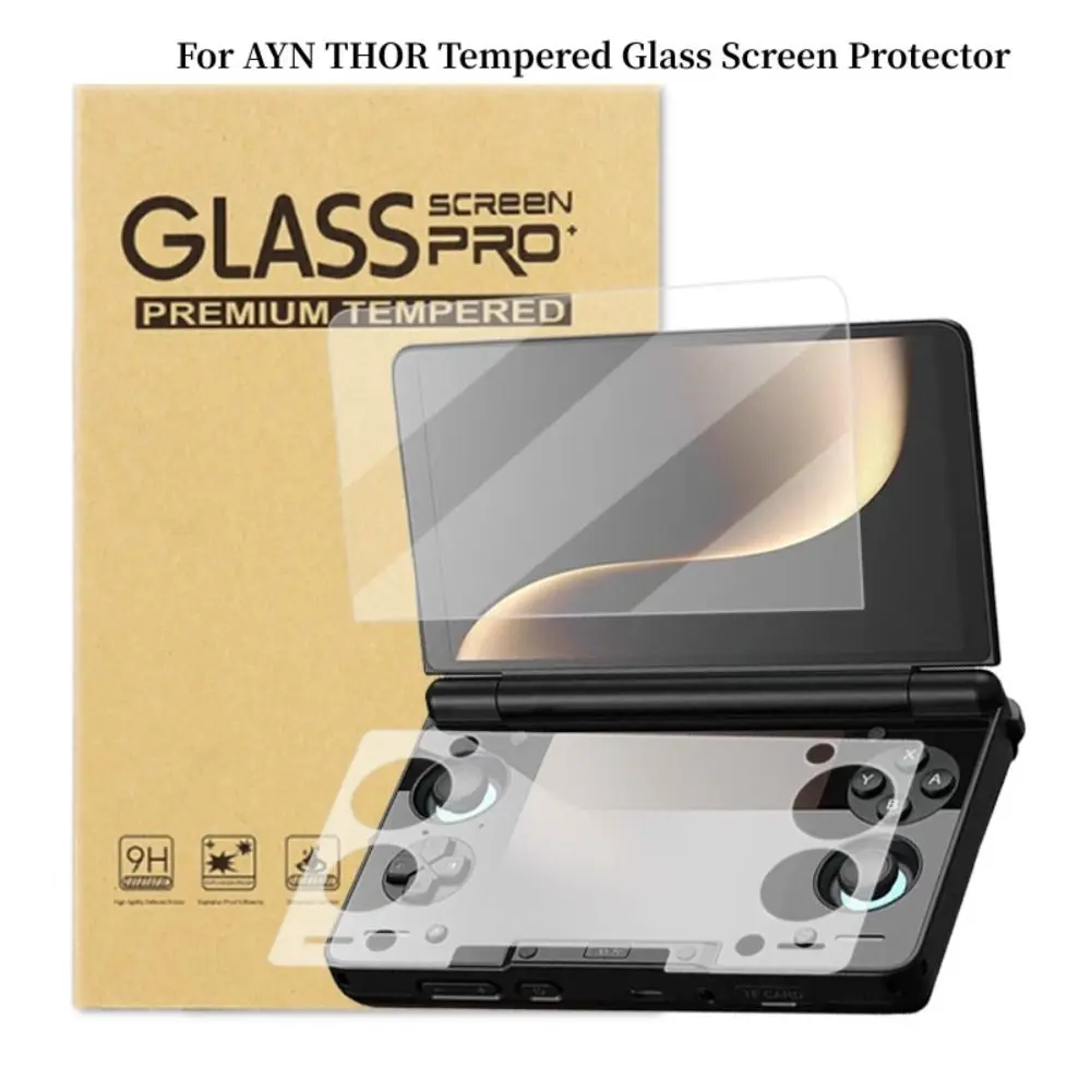 New HD Tempered Glass 9H Flip Dual Screen Screen Protector Anti Scratch Full Screen Protective Film for AYN THOR Game Console