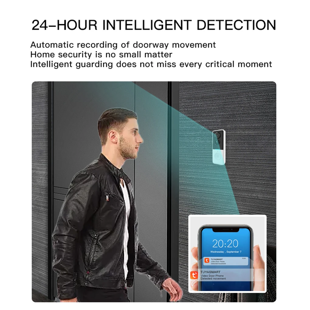 Waterproof Tuya 1080P Smart WiFi Video Doorbell Camera Wireless 2-Way Audio Intercom Night Vision Home Security Doorbell Camera