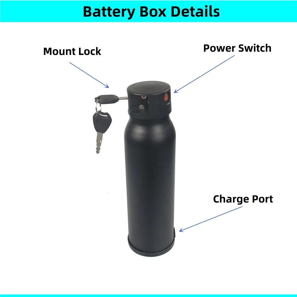 전기 자전거 물병 배터리 박스, 도시 자전거 통근 전기 자전거 배터리 박스 케이스, 블랙, 레드, 블루 색상, 30 개 18650 셀, 36V