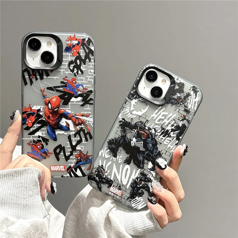 Marvel Spider-Man Spider Man Venom Phone Case Per Iphone X Xs Xr 11 12 13 14 15 Pro Max Plus Spiderman 3D Relief Cover Funda