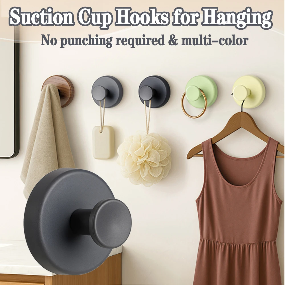 Suction Cup Hook Strong Vacuum Bathroom Suction Cup Hooks Waterproof Towel Holder PP Reusable Wall Hanger for Hanging Robe
