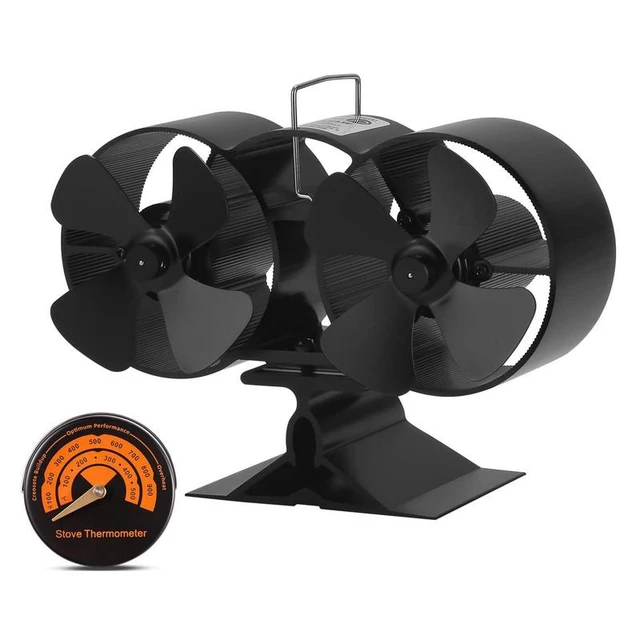 CRSURE Wood Stove Fan, 8 Blades Double Motors Fireplace Fan, Dual Fan for Heater, Heat Powered Stove Top Fans for Gas/Pellet/Wood/Log Burner Stove, No