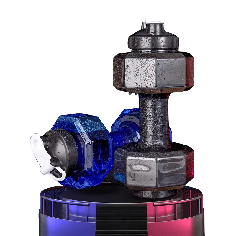 Water Dumbbell Sport Bottle Large Capacity Gym Running Fitness Bodybuilding Exercise Outdoor Camping Cycling Plastic Water Cup