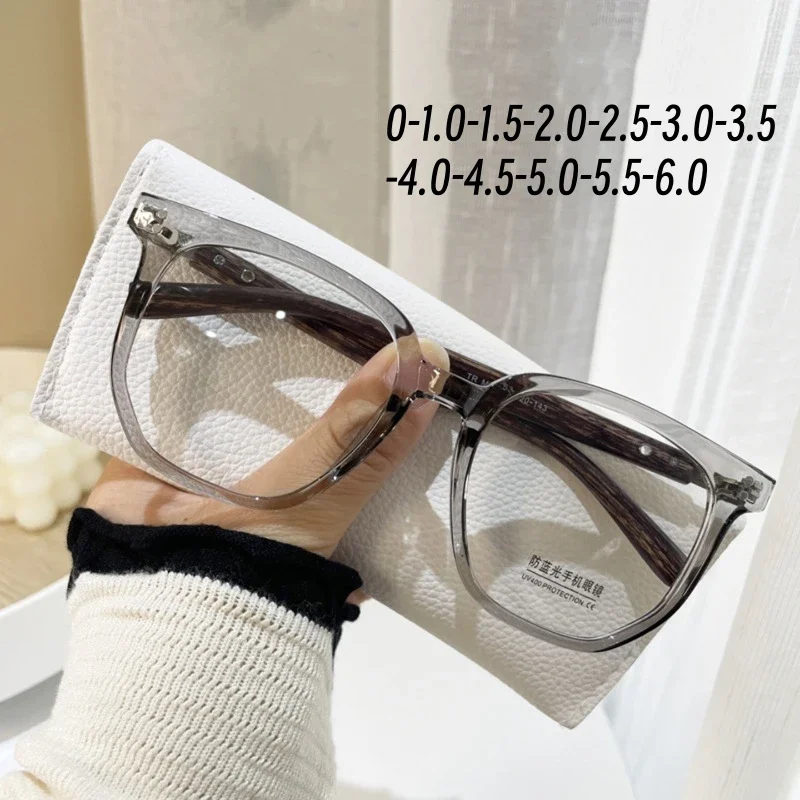 

Fashion Oversized Square Frame Myopia Glasses Vintage Blue Light Blocking Near Sight Eyewear Luxury Women Brand Computer Glasses
